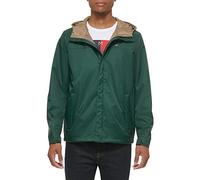 Tommy Hilfiger Men's Lightweight Breathable Waterproof Hooded Rain Jacket Raincoat, Pine Green, L