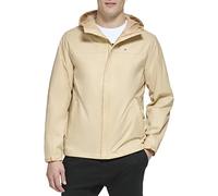 Tommy Hilfiger Men's Lightweight Breathable Waterproof Hooded Rain Jacket Raincoat, Tan, 2X