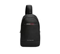 Tommy Hilfiger Men's Lightweight Central Sling Crossbody Bag with Zipper, Black, One Size