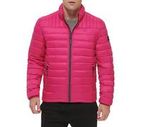 Tommy Hilfiger Men's Lightweight Down Alternative Packable Puffer Jacket Coat, Pink, XL