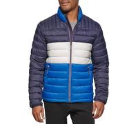 Tommy Hilfiger Men's Lightweight Down Alternative Packable Puffer Jacket Coat, Royal Blue Colorblock, S