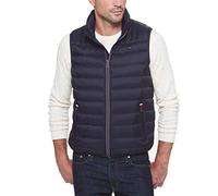 Tommy Hilfiger Men's Heavyweight Quilted Sherpa Hooded Parka Down Vest, Old Black, L