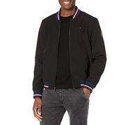 Tommy Hilfiger Men's Lightweight Varsity Rib Knit Bomber Jacket, Black Soft Shell, XXL