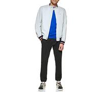 Tommy Hilfiger Men's Lightweight Varsity Rib Knit Bomber Jacket Shell, Ice Poly, L