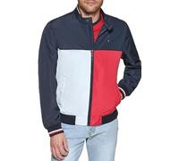 Tommy Hilfiger Men's Lightweight Varsity Rib Knit Bomber Jacket Shell, Midnight/Ice/Red, S