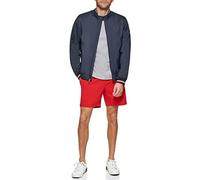 Tommy Hilfiger Men's Lightweight Varsity Rib Knit Bomber Jacket Shell, Navy Poly, XL