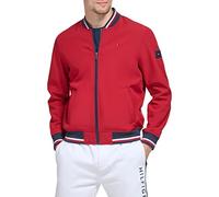 Tommy Hilfiger Men's Lightweight Varsity Rib Knit Bomber Jacket Shell, Red, 3XL