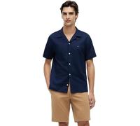 Tommy Hilfiger Men's Linen Blend Solid Ss Rf Sht MW0MW44266 S/S Shirt, Blue (Carbon Navy), L