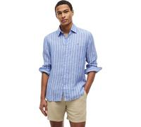 Tommy Hilfiger Men's Linen Textured STP Rf Shirt MW0MW43312 L/S Shirt, Blue (Regal Blue/Stripe), L