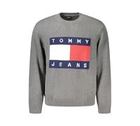 Tommy Hilfiger Mens Logo Crew Neck Cotton Blend Sweater - Grey - Size Large