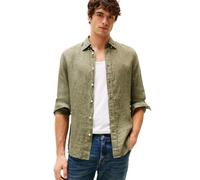 Tommy Hilfiger Men's Long Sleeve Casual Linen Button Down Shirts in Regular Fit, Battle Green, Medium