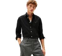 Tommy Hilfiger Mens Long Sleeve Oxford Shirts in Regular Fit, Men's Button Down Shirts, Also Available in Big and Tall, Black/Black Solid, XXL