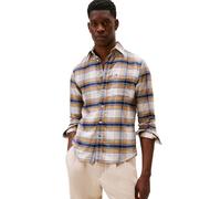 Tommy Hilfiger Mens Long Sleeve Oxford Shirts in Regular Fit, Men's Button Down Shirts, Also Available in Big and Tall, Safari Canvas/Check, Large