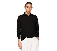 Tommy Hilfiger Men's Long Sleeve Polo Shirts in Regular Fit with Stretch and Organic Pique Cotton, Black, XXL
