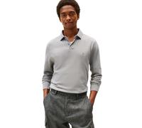 Tommy Hilfiger Men's Long Sleeve Polo Shirts in Regular Fit with Stretch and Organic Pique Cotton, Medium Grey Heather, S
