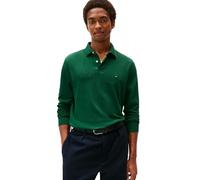 Tommy Hilfiger Men's Long Sleeve Polo Shirts in Regular Fit with Stretch and Organic Pique Cotton, Ornamental Green, S