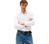 Tommy Hilfiger Men's Long Sleeve Polo Shirts in Regular Fit with Stretch and Organic Pique Cotton, White, XXL