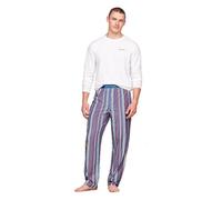 Tommy Hilfiger Mens Long Sleeve Woven PJ/Pyjama Set (White/Monotype Stripes Indigo) L