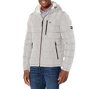 Tommy Hilfiger Men's Midweight Sherpa Lined Hooded Water Resistant Puffer Jacket Coat, Ice Tech, XXL