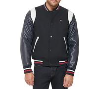 Tommy Hilfiger Men's Mixed Media Varsity Bomber Jacket, Navy, L