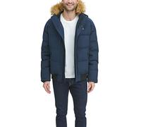 Tommy Hilfiger Men's Quilted Arctic Cloth Snap Front Snorkel Bomber Jacket Parka, Navy, XXXL Tall