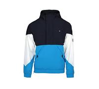 Tommy Hilfiger Men's Retro Lightweight Taslan Popover Jacket Windbreaker, Navy/Bright Blue/White, XXL
