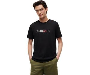 Tommy Hilfiger Men's Script Flag Regular Tee MW0MW43226 S/S T-Shirt, Black (Black), XS