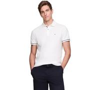 Tommy Hilfiger Men's Short Sleeve Casual Polo Shirts in Regular Fit with Stretch and Cuff Designs, White, XL