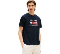 Tommy Hilfiger Men's Short Sleeve Cotton Graphic T-Shirts with Embroidered Flag Logo, Desert Sky, Medium
