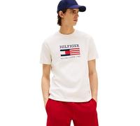 Tommy Hilfiger Men's Short Sleeve Cotton Graphic T-Shirts with Embroidered Flag Logo, Ivory Petal, Medium