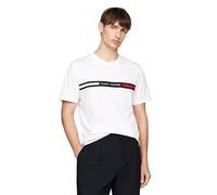 Tommy Hilfiger Men's Short Sleeve Cotton Graphic T-Shirts with Signature Stripe Logo, Also Available in Big & Tall, White, Medium