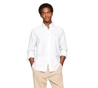Tommy Hilfiger Mens Short Sleeve Oxford Shirts in Regular Fit, Men's Button Down Shirts, White, Medium