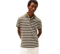 Tommy Hilfiger Men's Short Sleeve Polo Shirts in Classic Fit with Stretch and Organic Pique Cotton, Army Green/White, Large