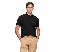 Tommy Hilfiger Men's Short Sleeve Polo Shirts in Classic Fit with Stretch and Organic Pique Cotton, Black, Medium