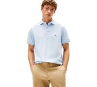 Tommy Hilfiger Men's Short Sleeve Polo Shirts in Classic Fit with Stretch and Organic Pique Cotton, Breezy Blue, Medium