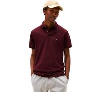 Tommy Hilfiger Men's Short Sleeve Polo Shirts in Classic Fit with Stretch and Organic Pique Cotton, Deep Burgundy, Large