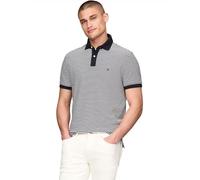 Tommy Hilfiger Men's Short Sleeve Polo Shirts in Classic Fit with Stretch and Organic Pique Cotton, Desert Sky/White, S