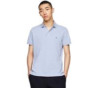 Tommy Hilfiger Men's Short Sleeve Polo Shirts in Classic Fit with Stretch and Organic Pique Cotton, Vessel Blue Heather, Medium