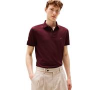 Tommy Hilfiger Men's Short Sleeve Polo Shirts in Regular Fit with Stretch and Organic Pique Cotton, Deep Burgundy, S