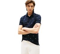 Tommy Hilfiger Men's Short Sleeve Polo Shirts in Regular Fit with Stretch and Organic Pique Cotton, Desert Sky/Star Embroidered, XL