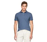 Tommy Hilfiger Men's Short Sleeve Polo Shirts in Regular Fit with Stretch and Organic Pique Cotton, Faded Indigo Heather, XL