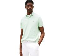 Tommy Hilfiger Men's Short Sleeve Polo Shirts in Regular Fit with Stretch and Organic Pique Cotton, Mint Gel Heather, Large