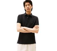 Tommy Hilfiger Men's Short Sleeve Polo Shirts in Slim Fit with Stretch and Organic Pique Cotton, Black, Large
