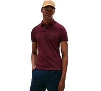Tommy Hilfiger Men's Short Sleeve Polo Shirts in Slim Fit with Stretch and Organic Pique Cotton, Deep Burgundy, Large