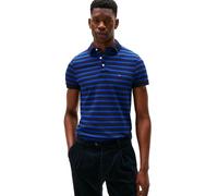 Tommy Hilfiger Men's Short Sleeve Polo Shirts in Slim Fit with Stretch and Organic Pique Cotton, Desert Sky/Wedge Blue, S
