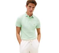 Tommy Hilfiger Men's Short Sleeve Polo Shirts in Slim Fit with Stretch and Organic Pique Cotton, Mint Gel Heather, S