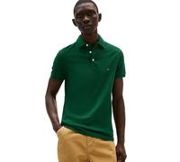 Tommy Hilfiger Men's Short Sleeve Polo Shirts in Slim Fit with Stretch and Organic Pique Cotton, Ornamental Green, Medium
