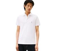 Tommy Hilfiger Men's Short Sleeve Polo Shirts in Slim Fit with Stretch and Organic Pique Cotton, White, Large