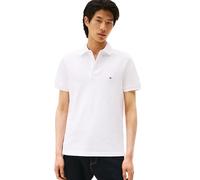 Tommy Hilfiger Men's Short Sleeve Polo Shirts in Slim Fit with Stretch and Organic Pique Cotton, White, S