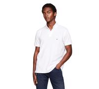 Tommy Hilfiger Men's Short Sleeve Polo Shirts in Slim Fit with Stretch and Organic Pique Cotton, White, S